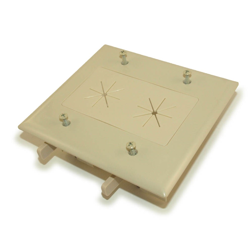 Wallplate: DOUBLE-Gang Pass-Thru with Flex Opening Ivory
