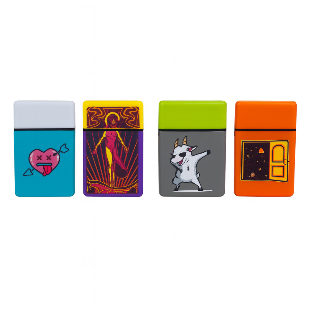 Zengaz Jet Torch Lighter –(4CT) | Mixed Colors & Designs | Refillable