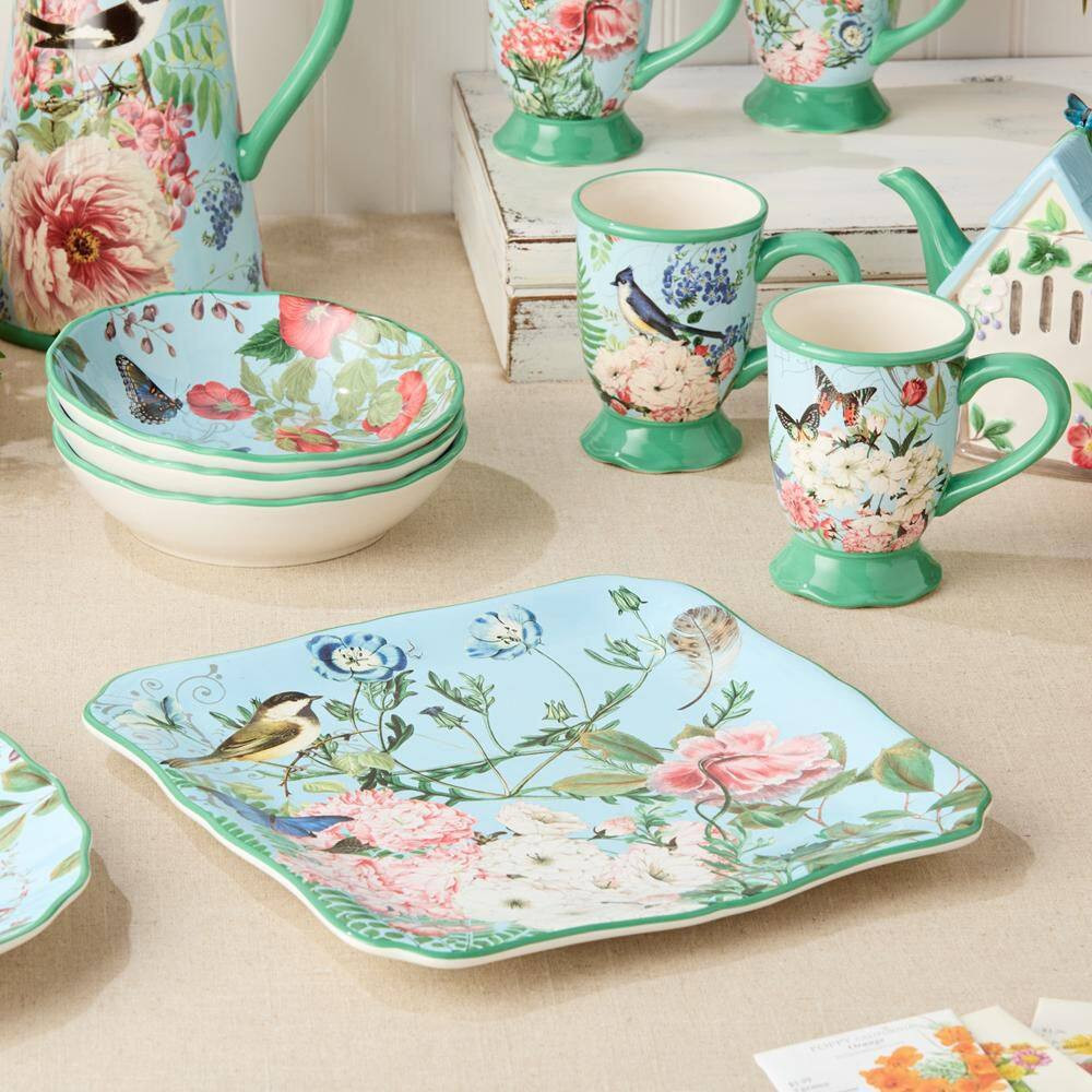 3.5 In. Multi-Colored Ceramic Flora Square Platter