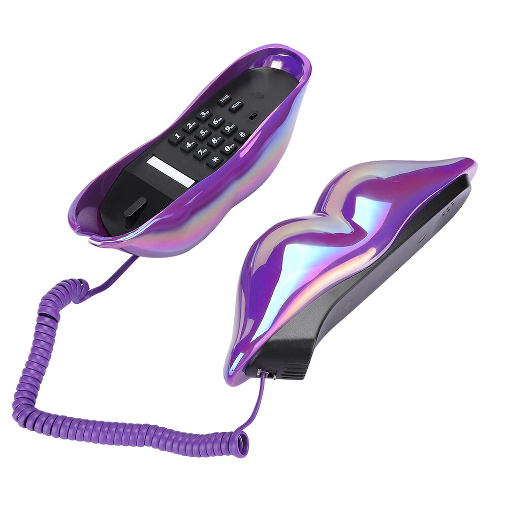 Lips Telephone Electroplate Desktop Landline Phone For