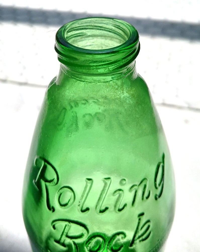 vtg Rolling Rock beer bottle embossed