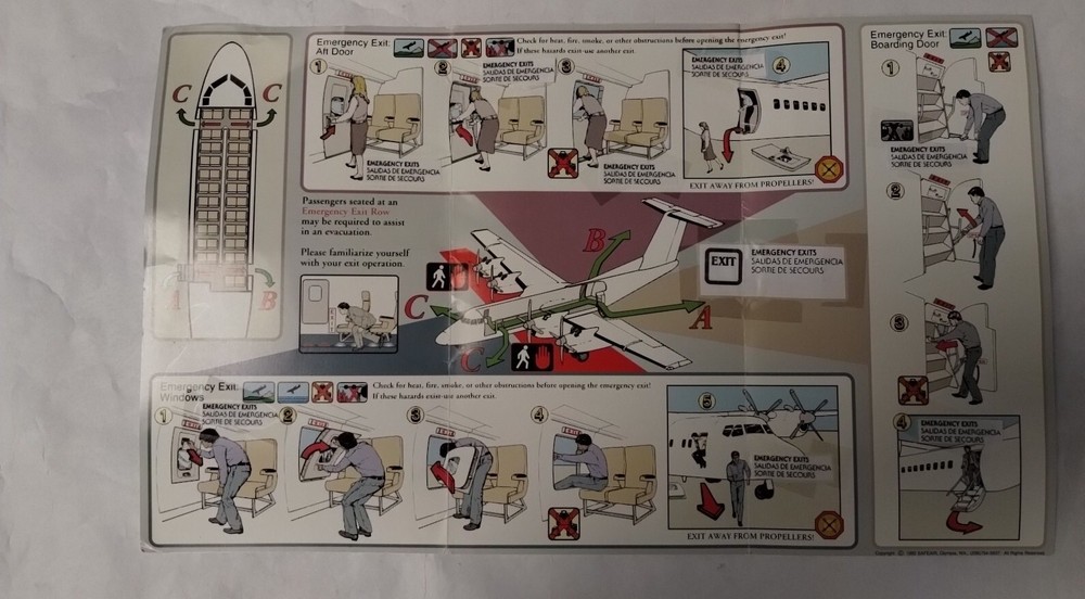 DeHavilland Dash 7 Passenger Briefing Card-Original