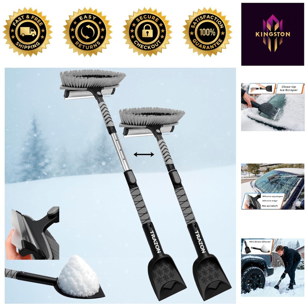 Effortless 42.4'' Extendable Snow Brush & Ice Scraper for Safe Winter Driving