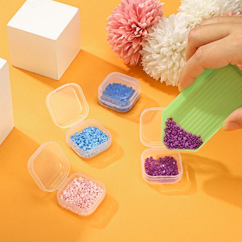 36 Pieces Rectangle Clear Plastic Containers Transparent Beads Storage Container