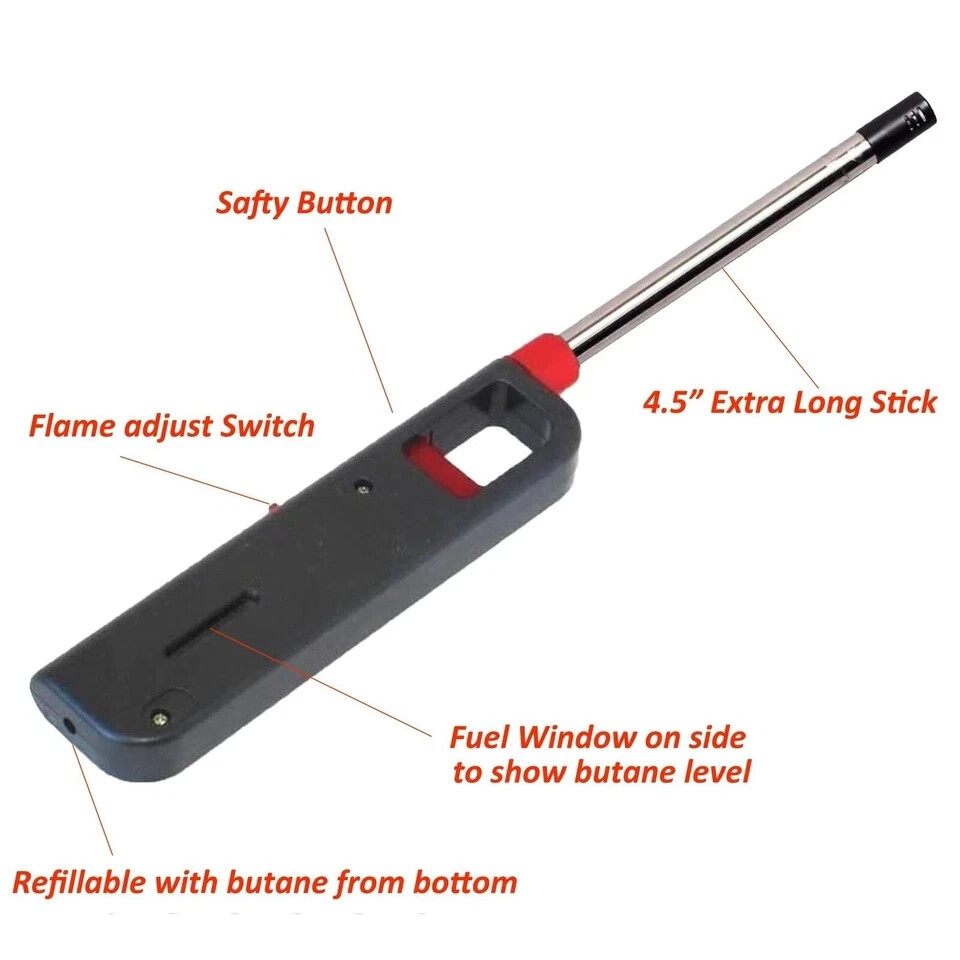 Refillable Butane Lighter for Charcoal, Grill, Multi-Purpose (5 PACK)