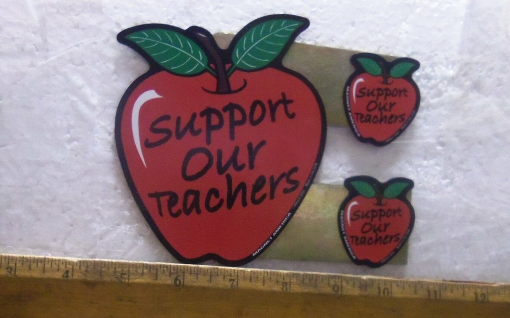 Support Our Teachers Apples 3-in-1 Message Magnet