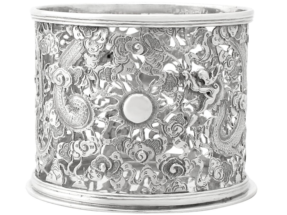 Chinese Export Silver Bottle Coaster - Antique Circa 1900