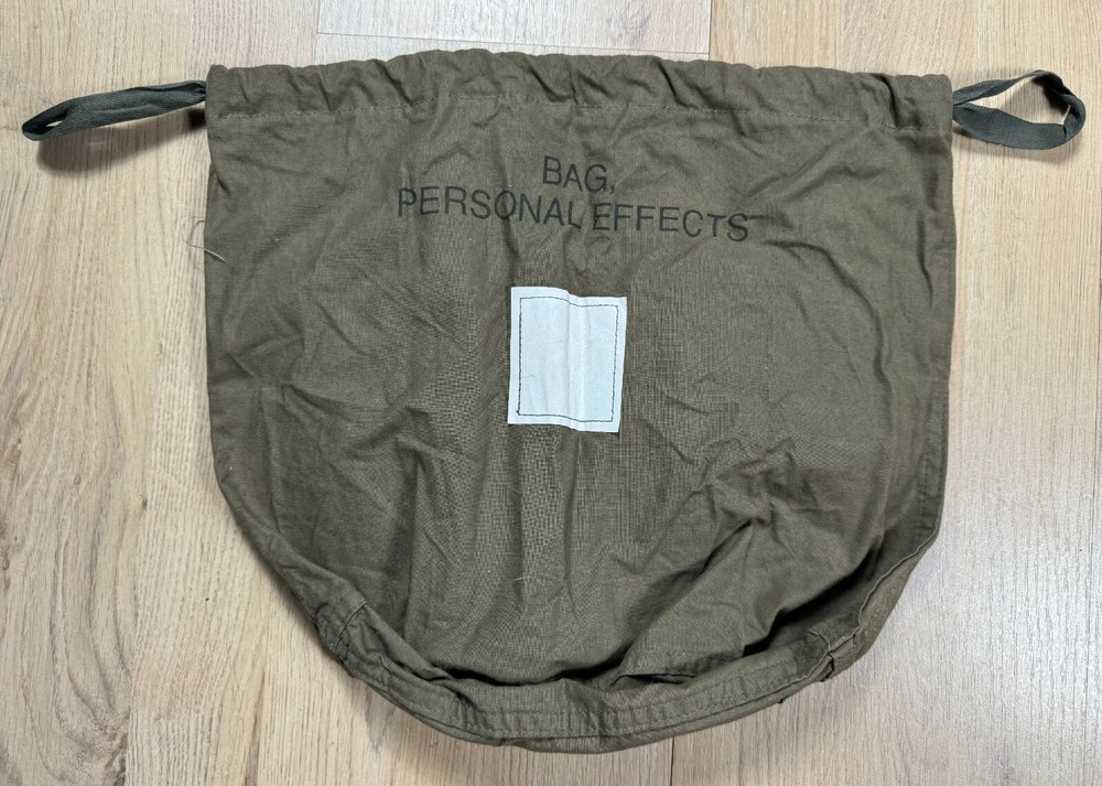 Vintage US Military Issue Patient Personal Effects Cloth Bag Pull String KIA WIA