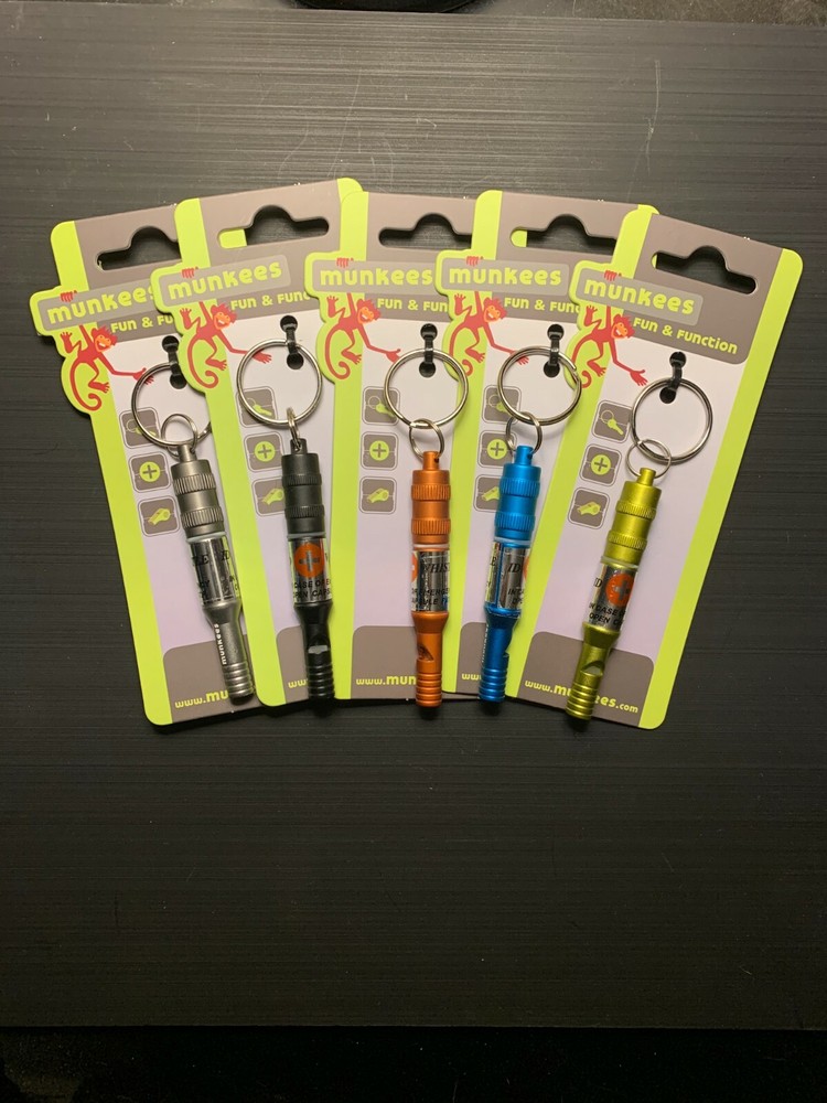 Munkees Aluminum Keychain Emergency Whistle Assorted Colors - 3385