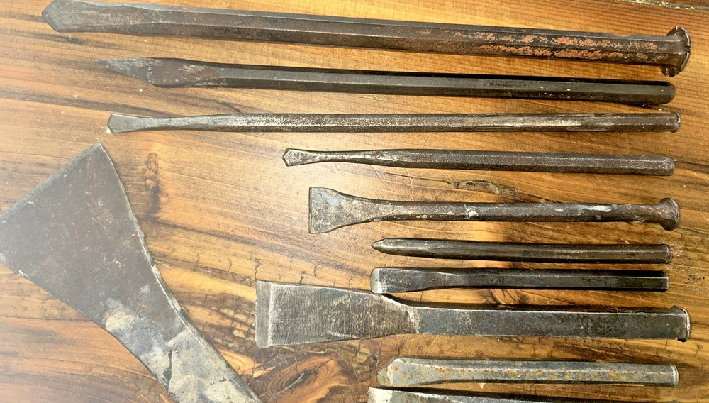 Cold Chisel mixed size lot flat & cape chisels,machinist blacksmith tools (11)