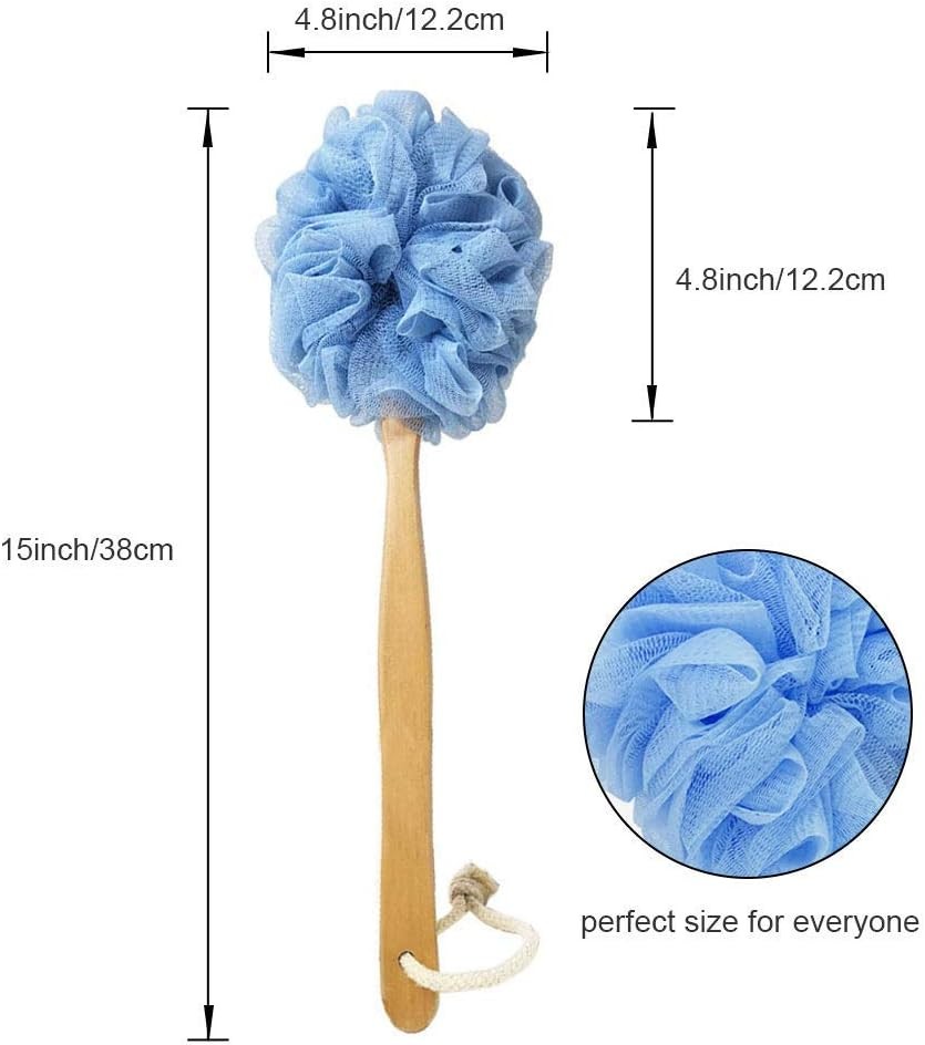 Long Handle Exfoliating Back Scrubber with Loofah Sponge for Shower Use
