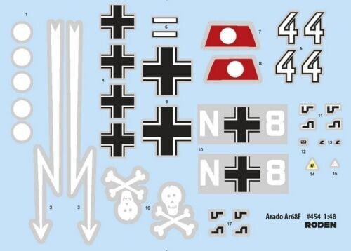 1/48 RODEN RD-454 Arado Ar 68F biplane fighter