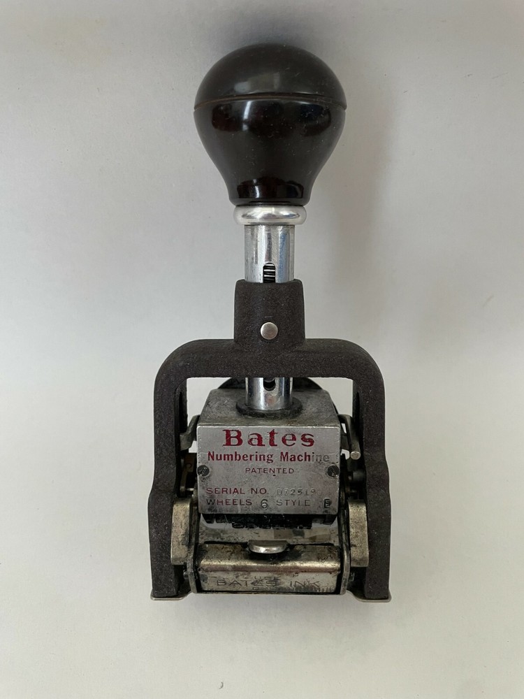 Vintage BATES Automatic Numbering Machine - 6 Wheel Stamper - Mid-Century Office