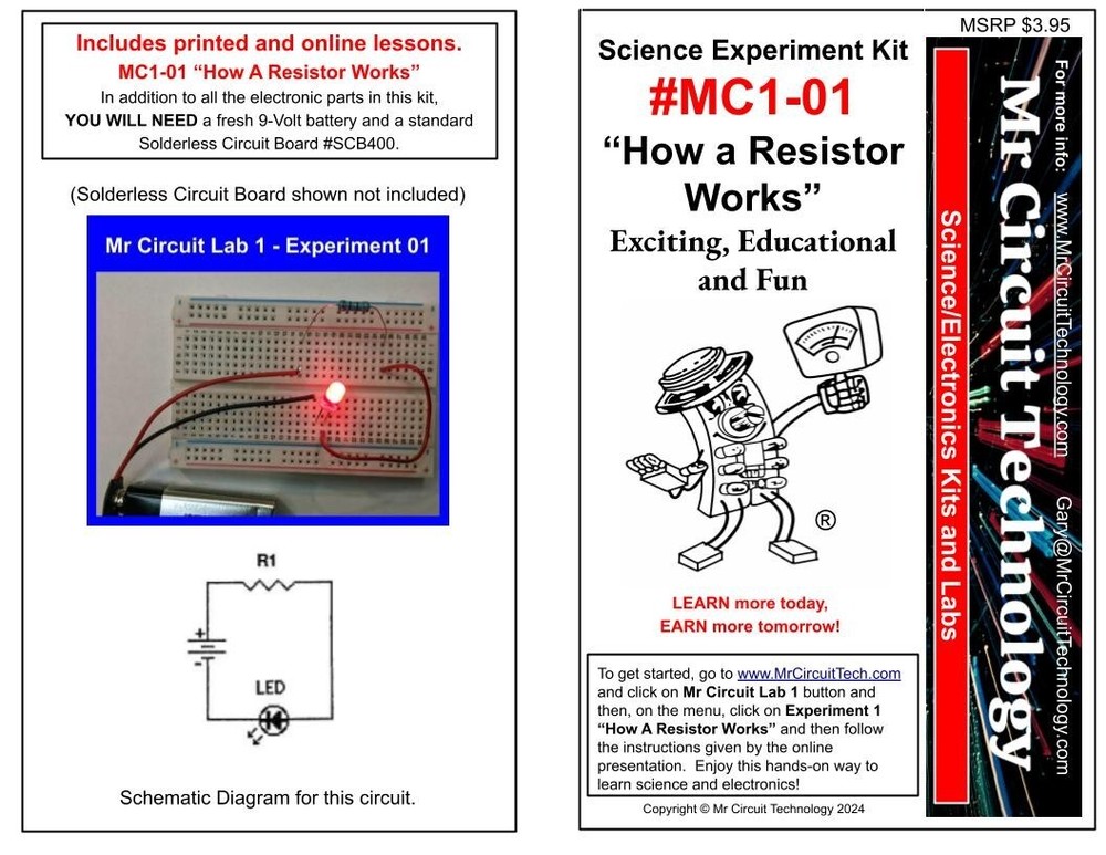 MC1-01 ** Mr Circuit Science ** Experiment Kit  -How A Resistor Works-