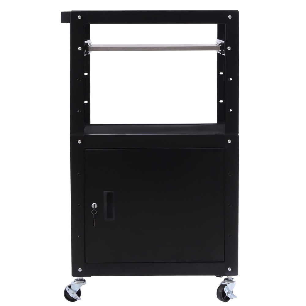 Multi-layer Media AV Cart Height Adjustable Pullout Tray & Power Cord Management