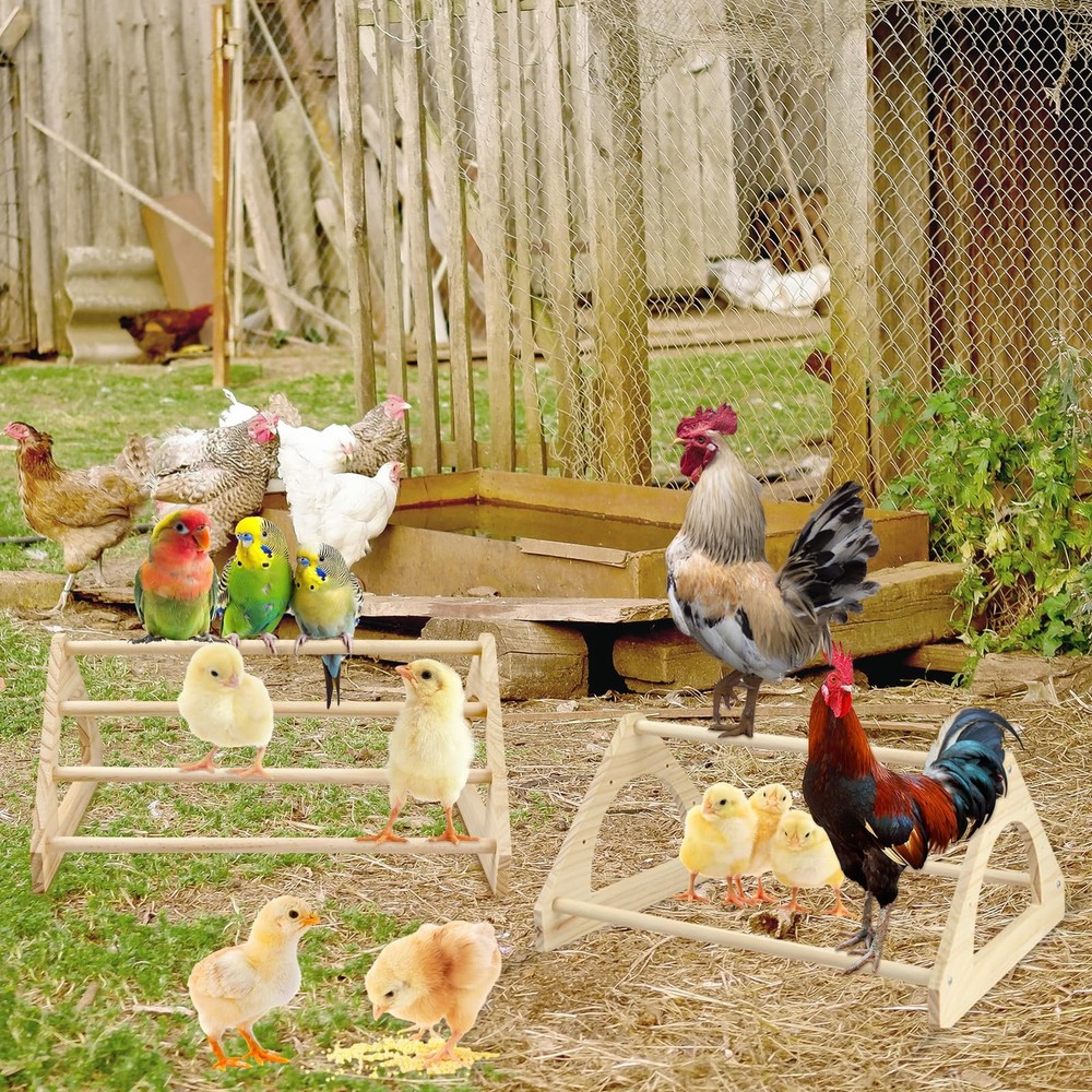 Wooden Chick Brooder Perch, Small Roosting Bars for Coop or Brooder 2-Piece Set