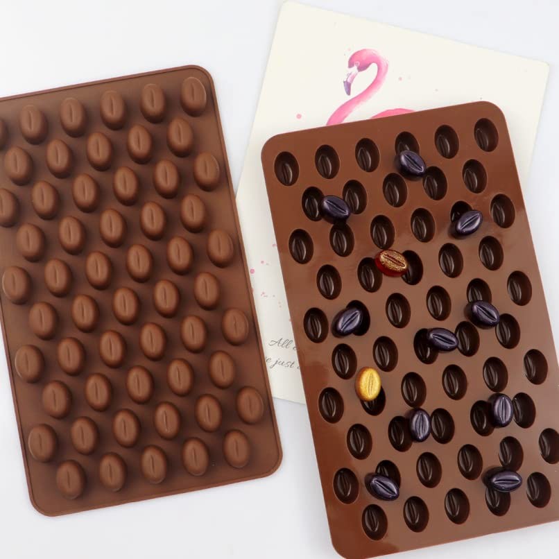 2-Pack Cute Coffee Bean Shaped Silicone Chocolate Candy Cake Molds