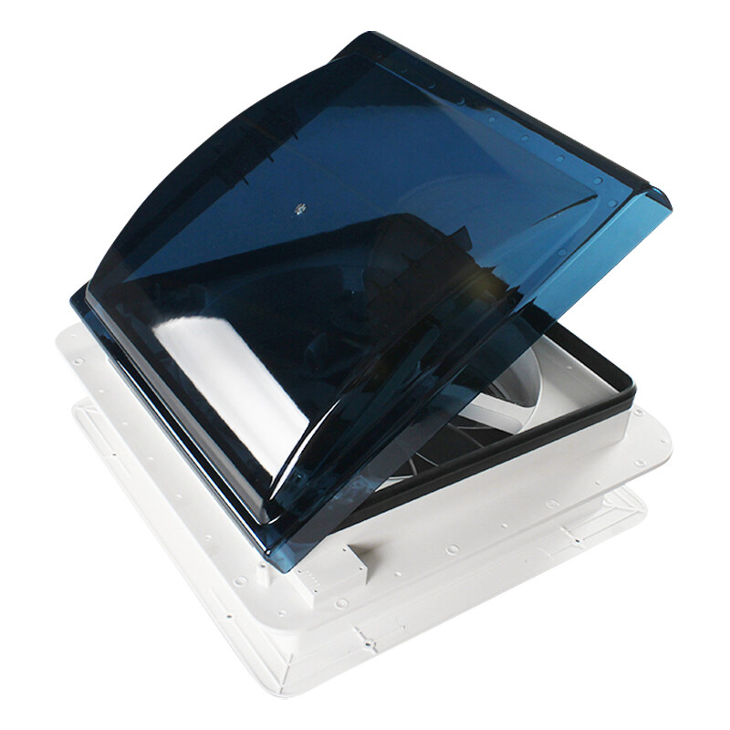 Leisure Coachworks RV Roof Vent Fan 6 Speed 12 Volt with Smoked Lid Manual Riser