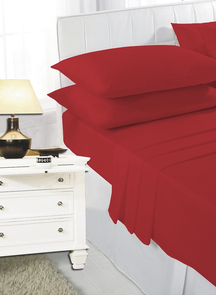 Red 2ft 6" (76cmx190cm) Percale Bunk Bed Fitted Sheet Caravan Campervan