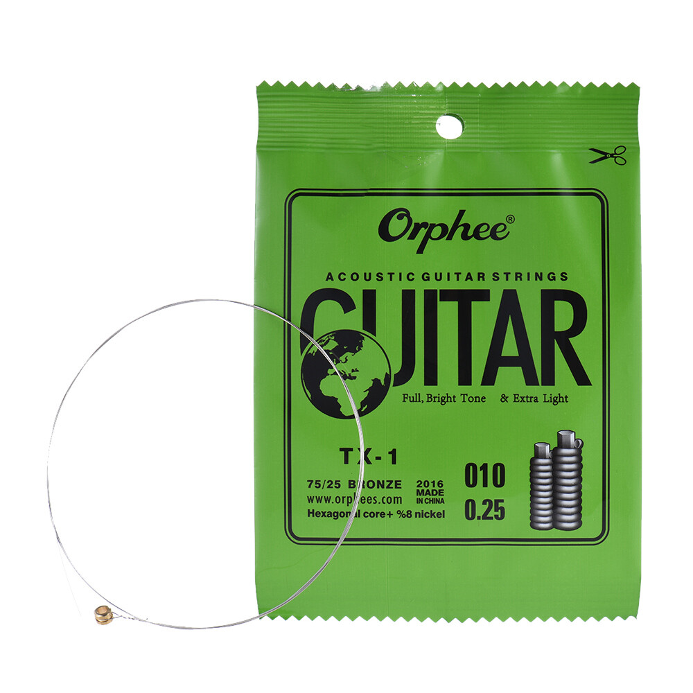 Orphee Single String for Acoustic Folk Guitar 1st E-String (.010) 10-Pack Q5I7