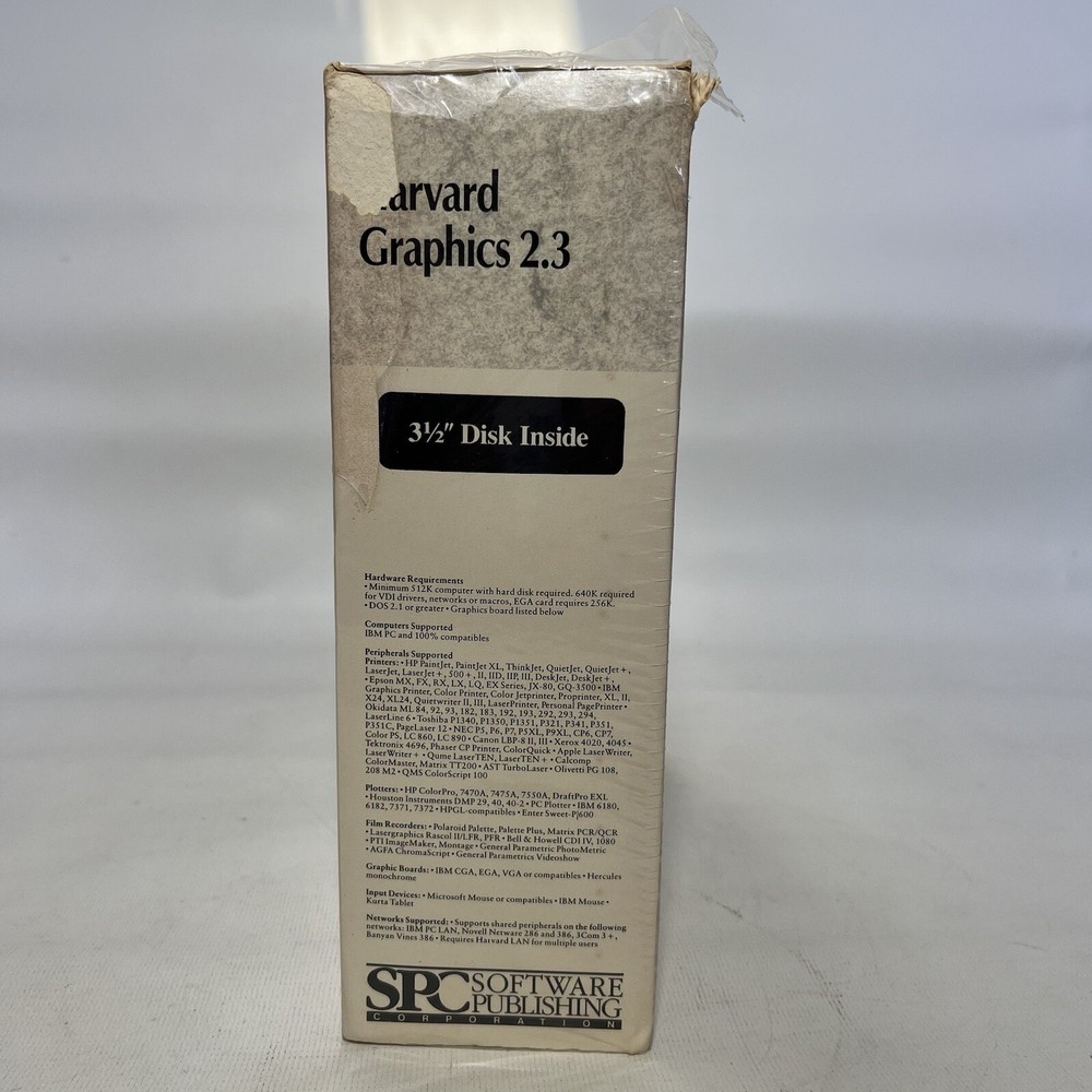 Vintage Harvard Graphics 2.3 Software IBM DOS 3.5” Disk Graphs Charts New Sealed