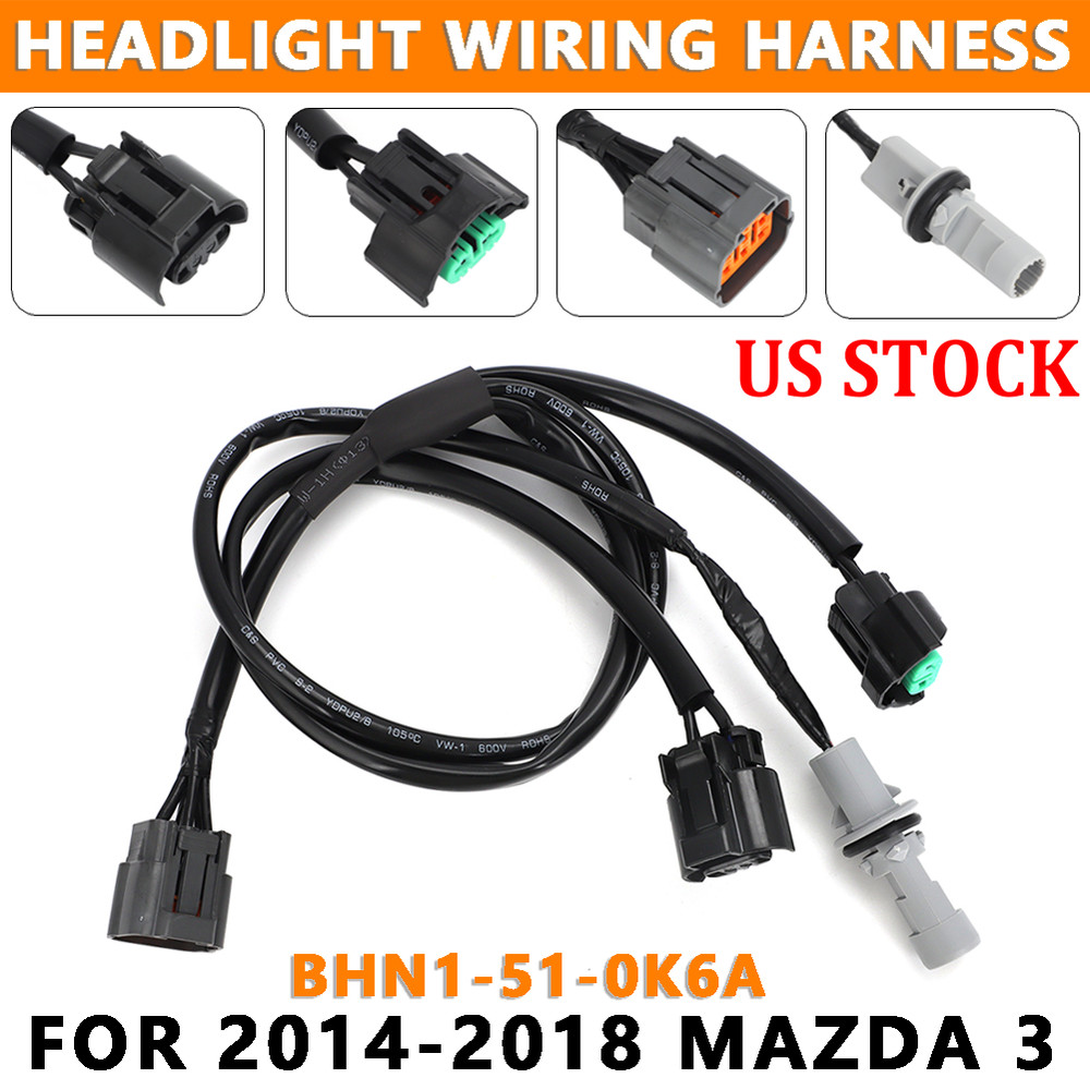 US Front Headlight Wiring Harness Wire Replace #BHN1-51-0K6A For 2014-18 Mazda 3