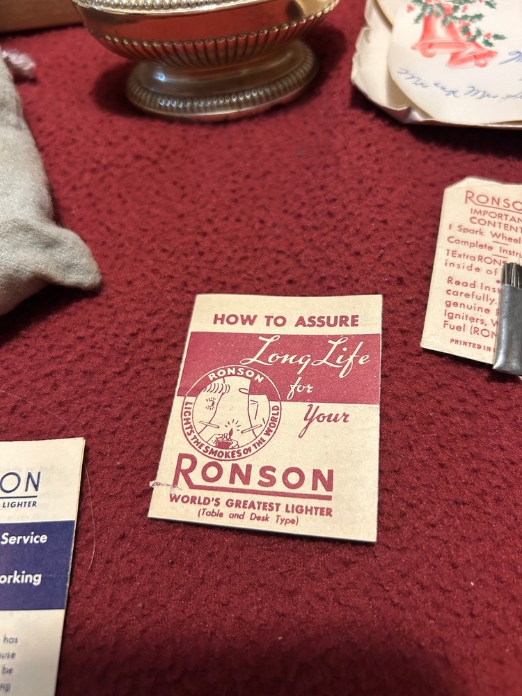 Ronson Queen Anne Table Lighter In Original Vintage Box, dstring bag, packaging!