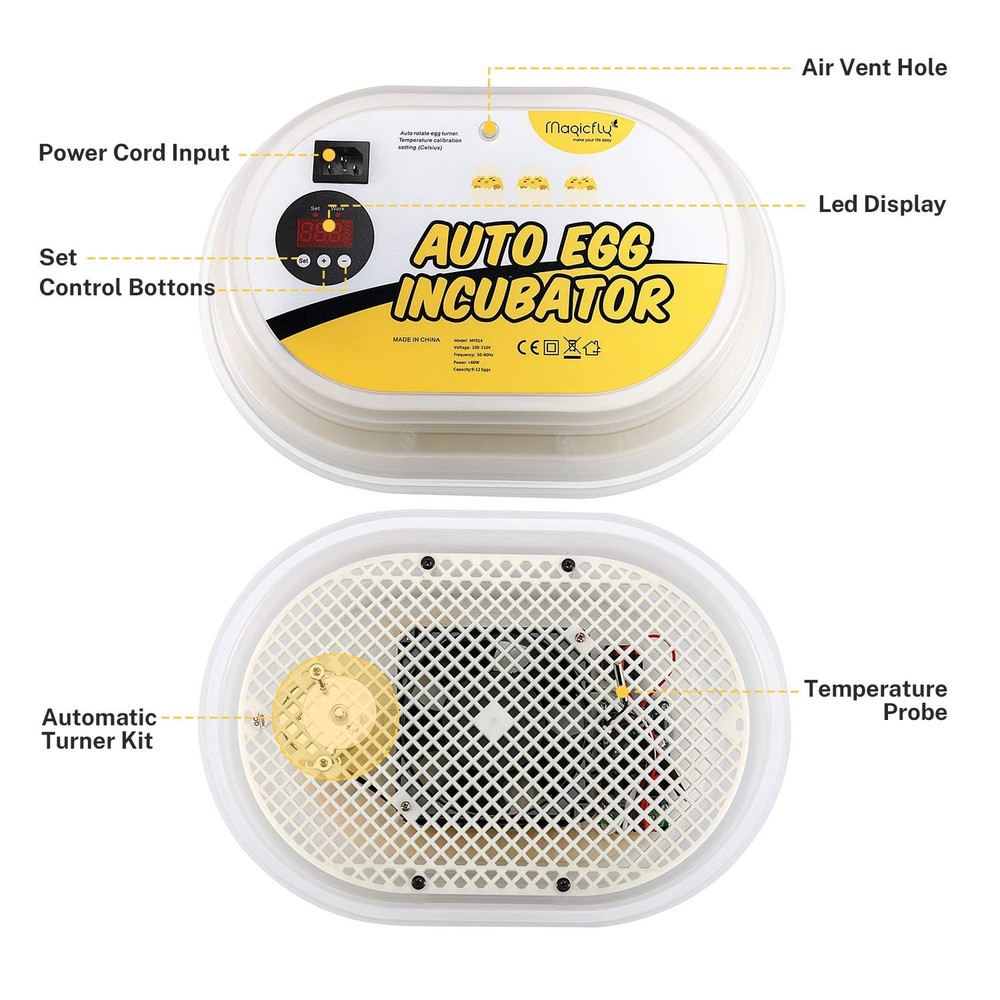 Mini Egg Incubators for Hatching Eggs, with Automatic Egg Turning, 9-12 Eggs ...