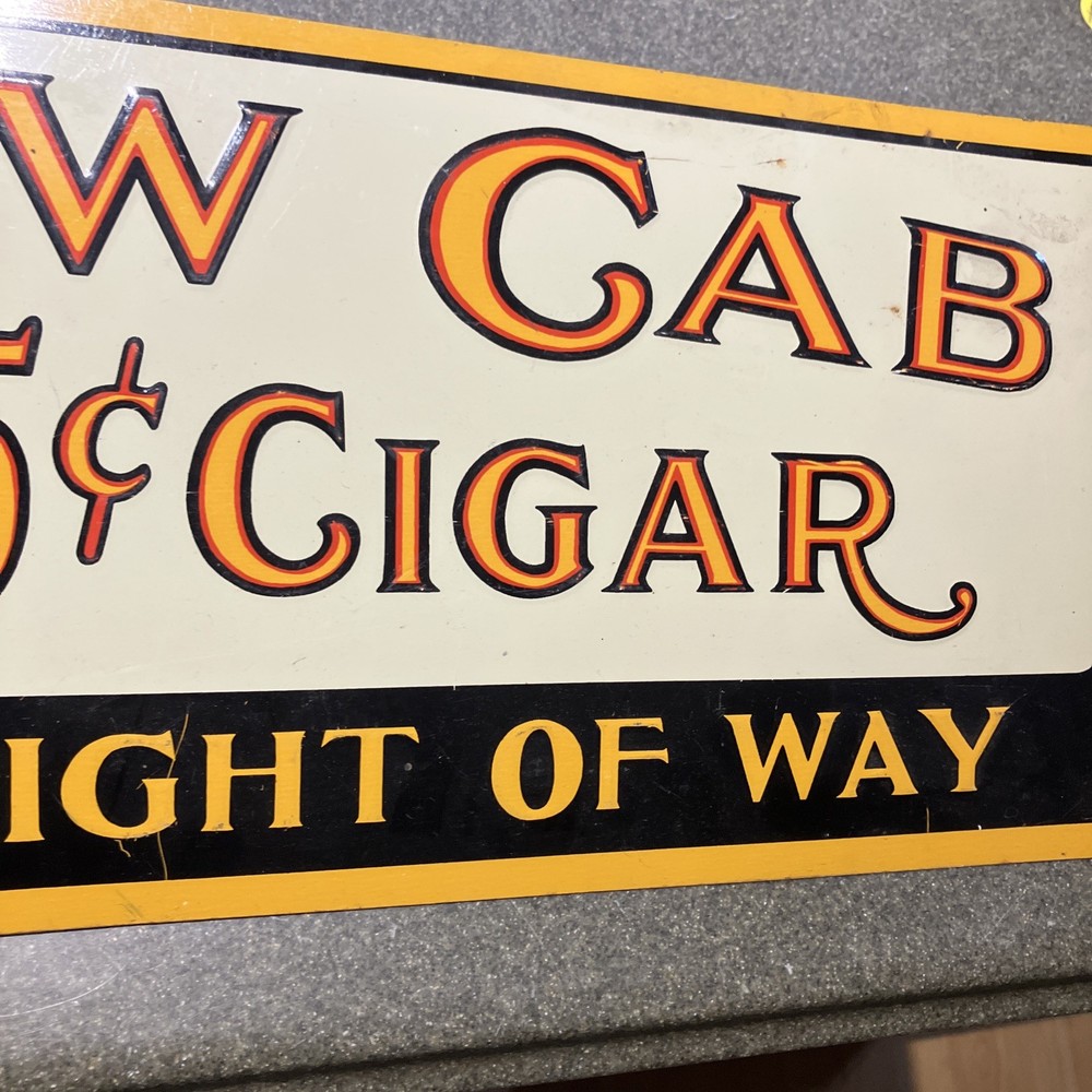 Yellow Cab Cigar Sign Original Tin