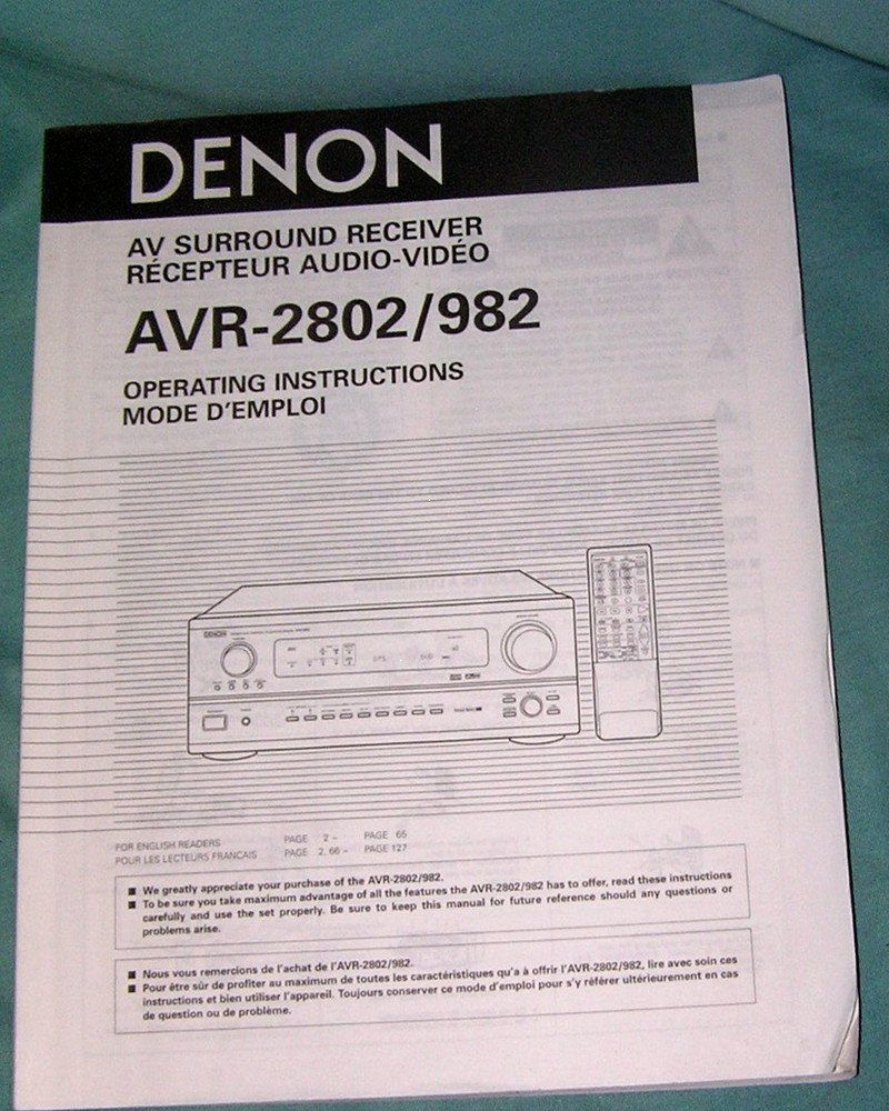 Denon AVR-2802/982 AV Surround Receiver Operating Instructions