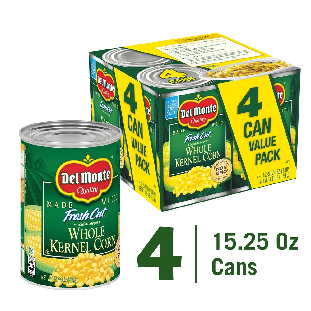 (4 Cans) Whole Kernel Canned Corn, 15.25 Oz