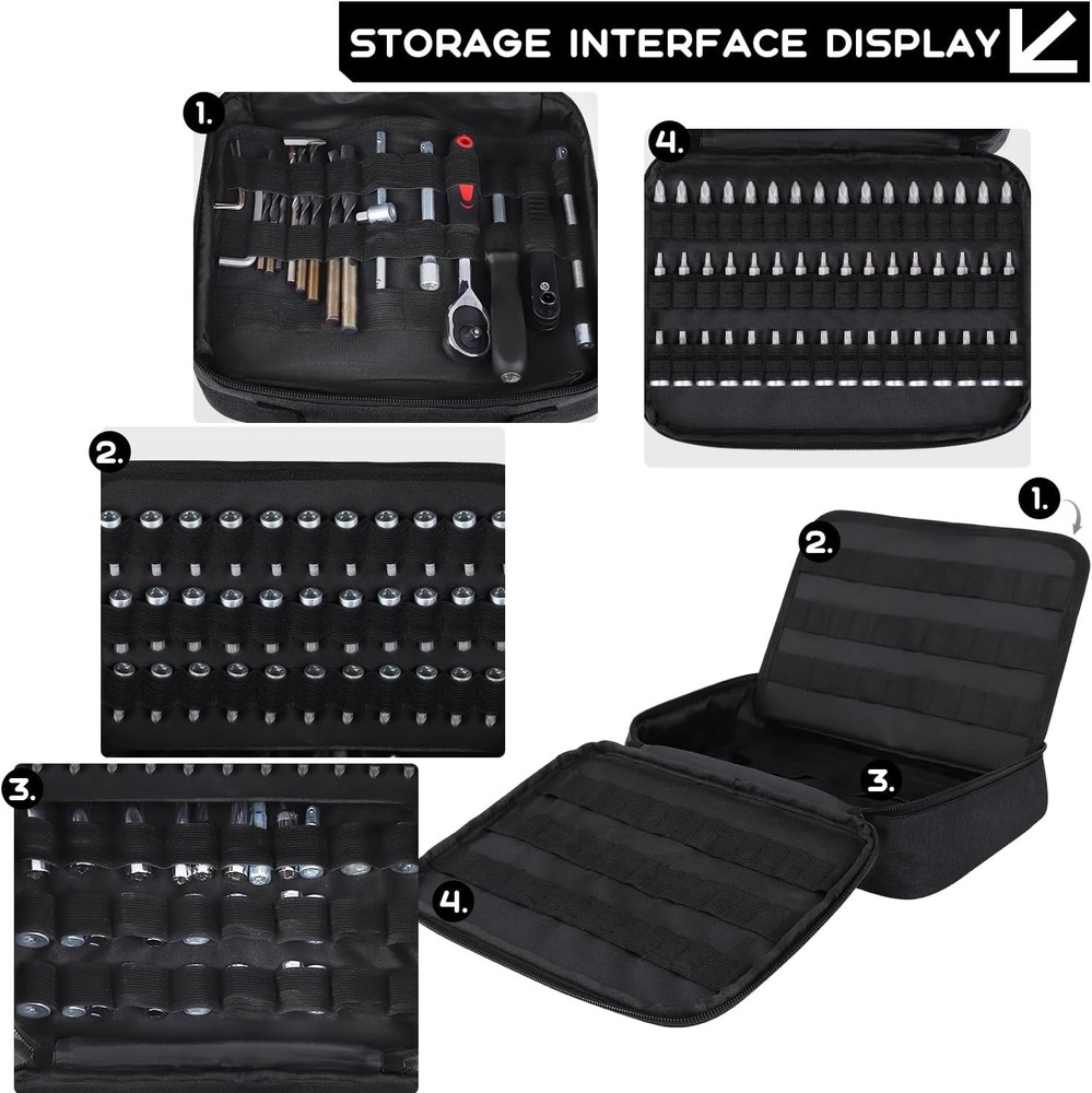 138 Hole Portable Socket Organizer, Drill Bit Organizer Black