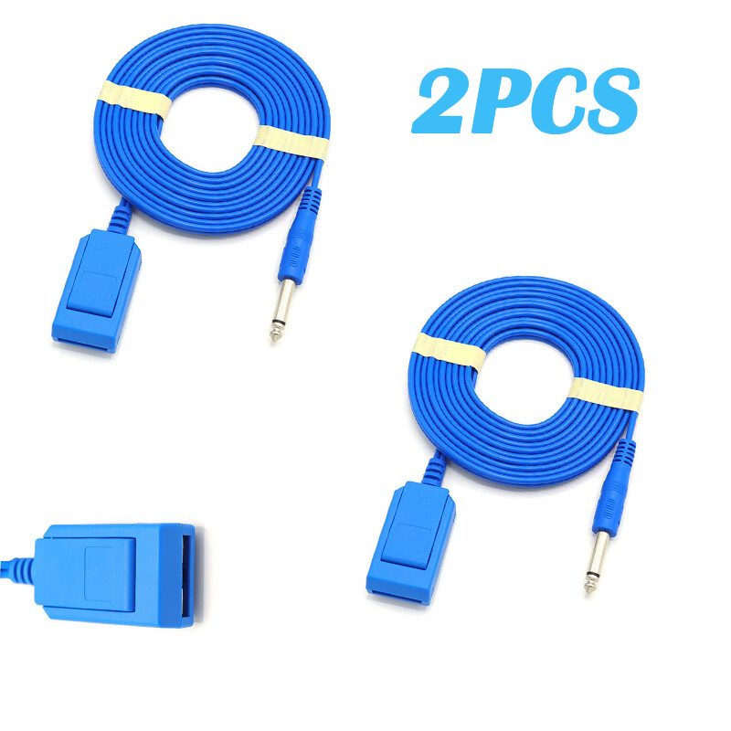 2Pcs Electrocoagulation Patient ESU Cable Compatible LM Plug to Negative Plate