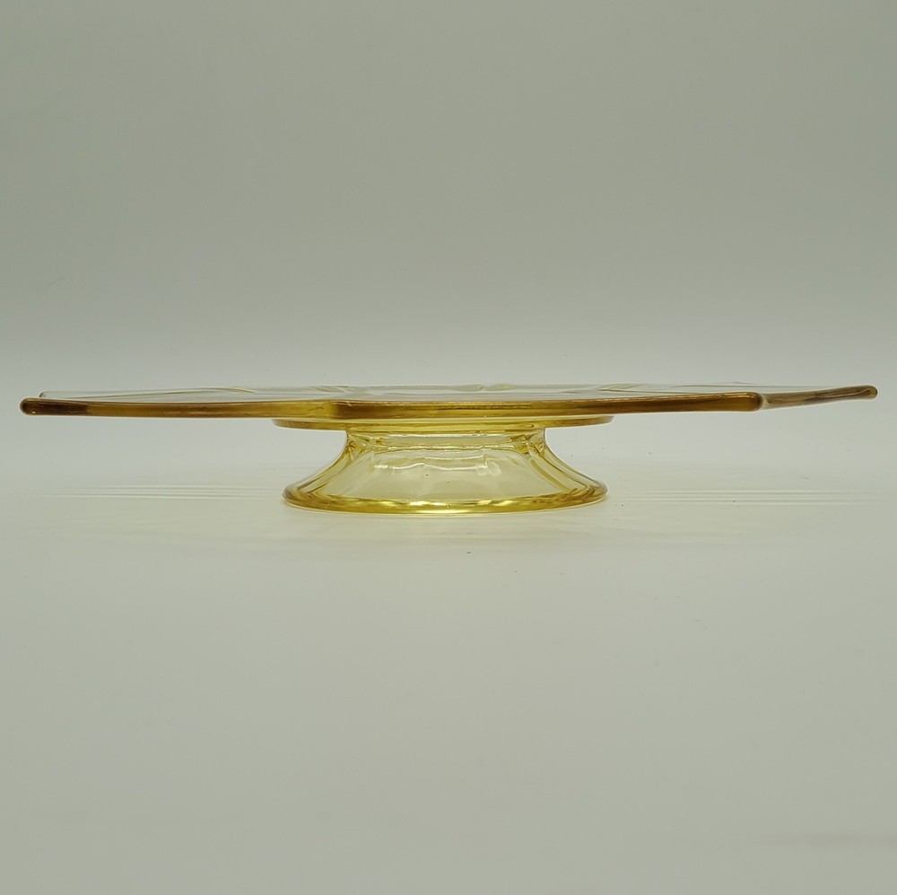 Depression Amber glass octagon footed platter