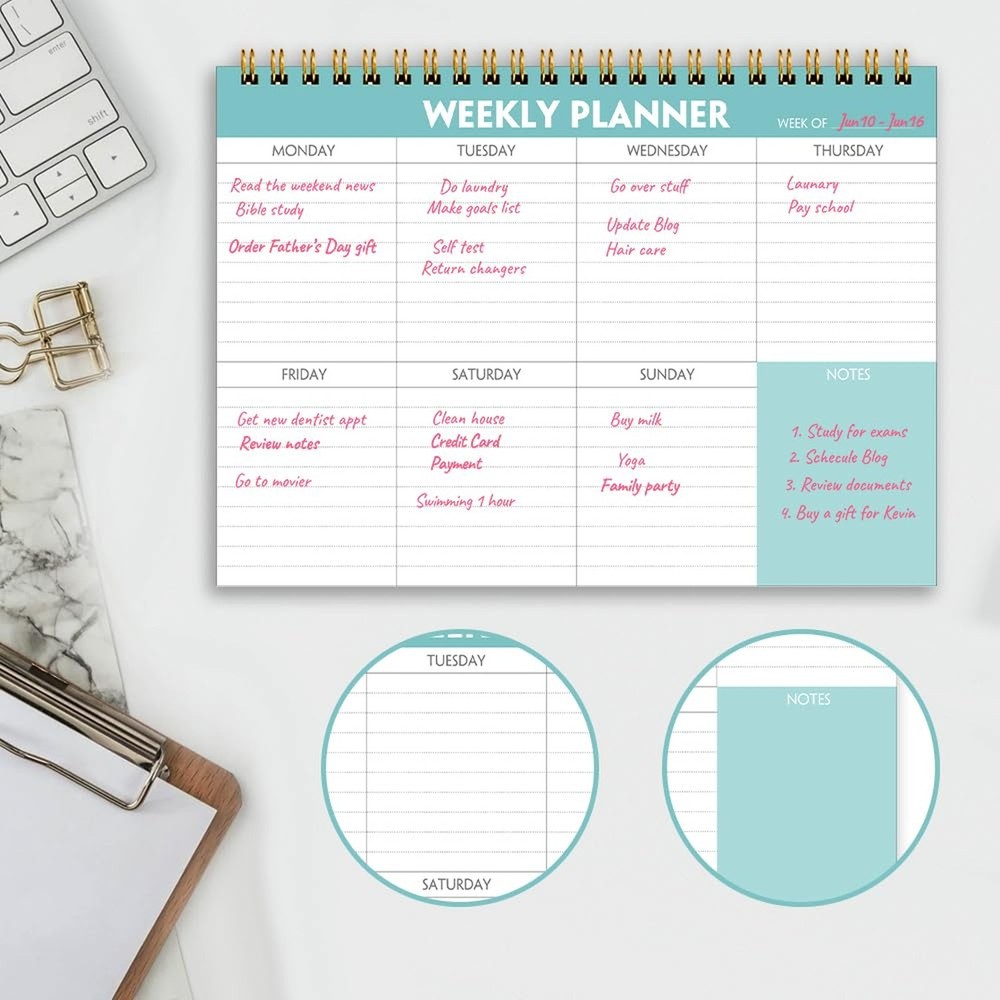 Weekly Planner Notepad - 7" x 10" Weekly Pad Organizers Habit Tracker Journal...