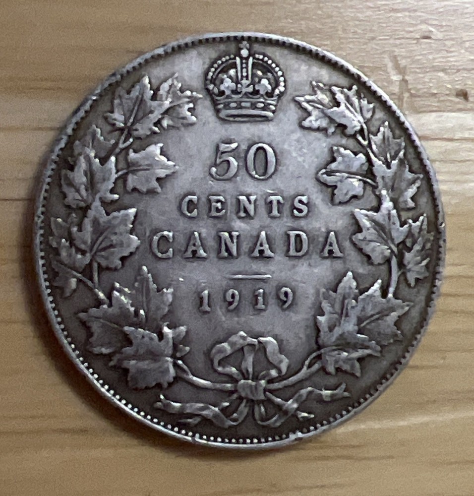 1919 Canada 50 Cent Silver Coin