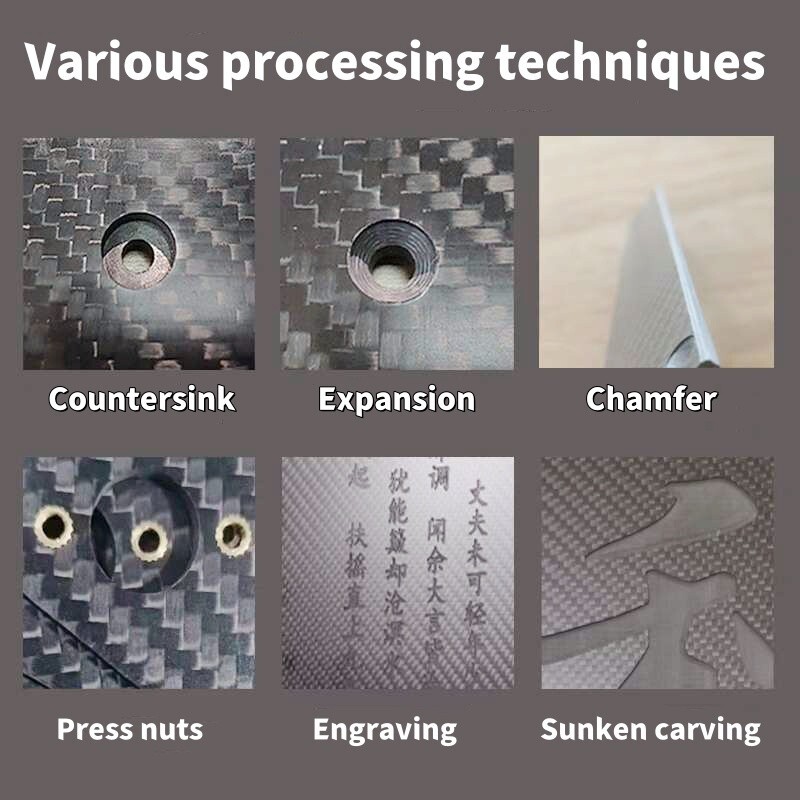 Carbon Fiber Sheet Plate Panel CNC Cutting Processing Custom Service Frame Parts