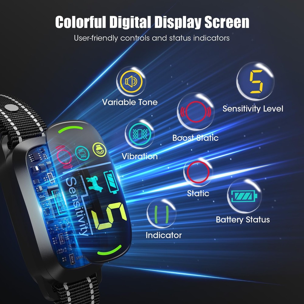 Oliry Smart AI Bark Collar for Large Medium Small Small, Black