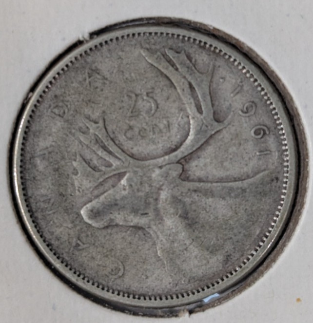 1961 Silver Canada 25 Cent Coin