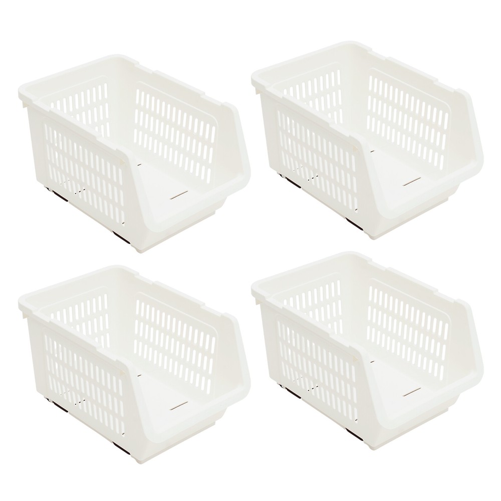 4 PCS Stacking Storage Baskets, Stackable Organizer Baskets