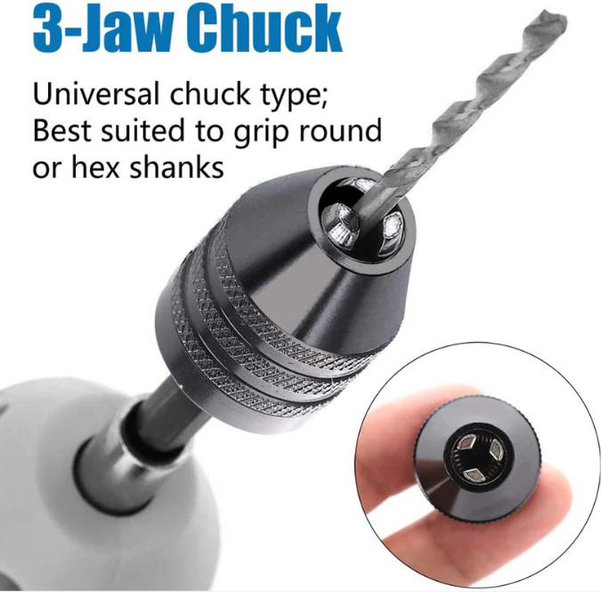 1/4" Keyless Chuck Conversion Hex Shank Drill Adapter Bit Quick Change Driver