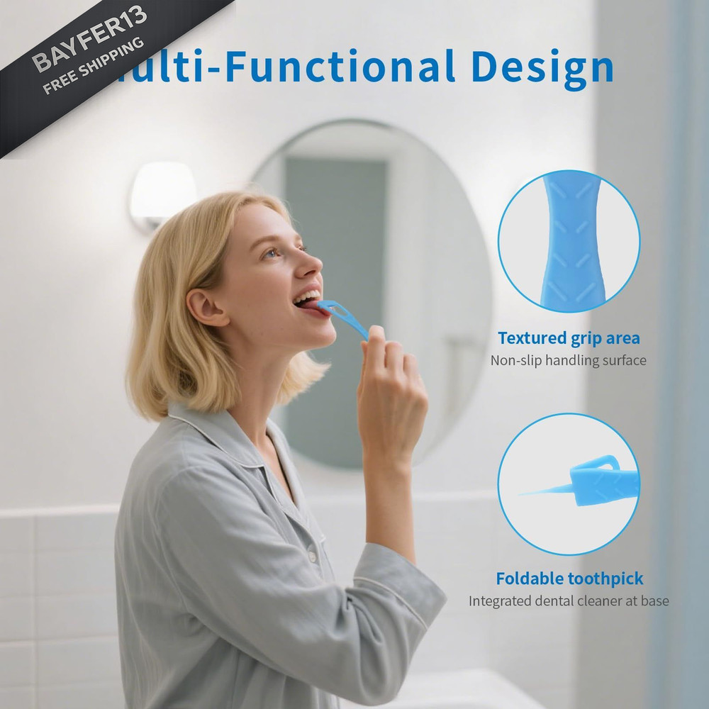 Tongue Cleaner, Scraper, Disposable, Plastic Clean Blue