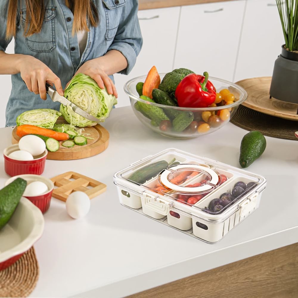 KocelFir Fridge Fruit Storage Containers - 4 Comp. Snackle Box Organizer