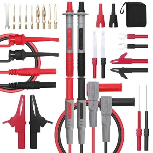 28 Pcs Multimeter Test Leads Kit with Replaceable Gold-Plated Multimeter