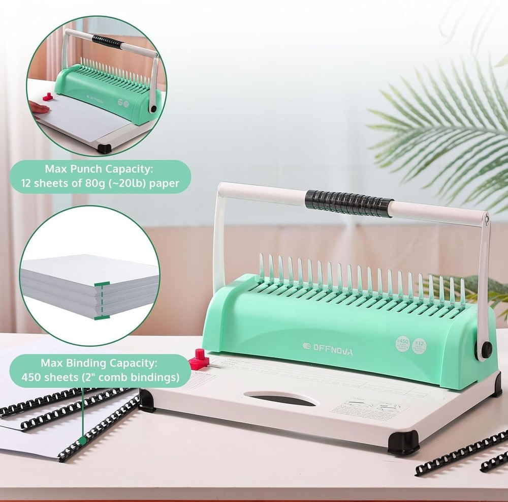 Effortless Paper Binding Machine - 450 Sheet Capacity with 100 Binding Spines