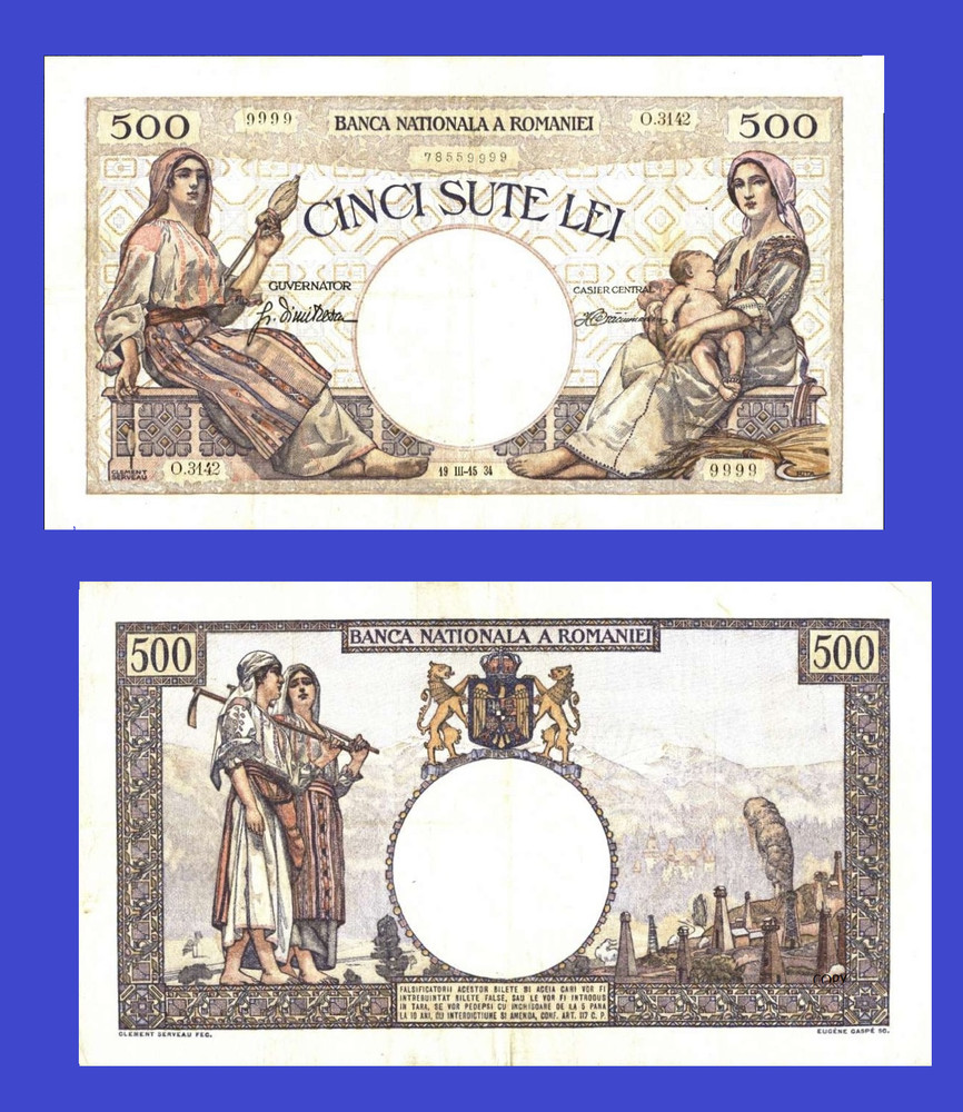 ROMANIA 500 LEI 1934 /-+ Copy