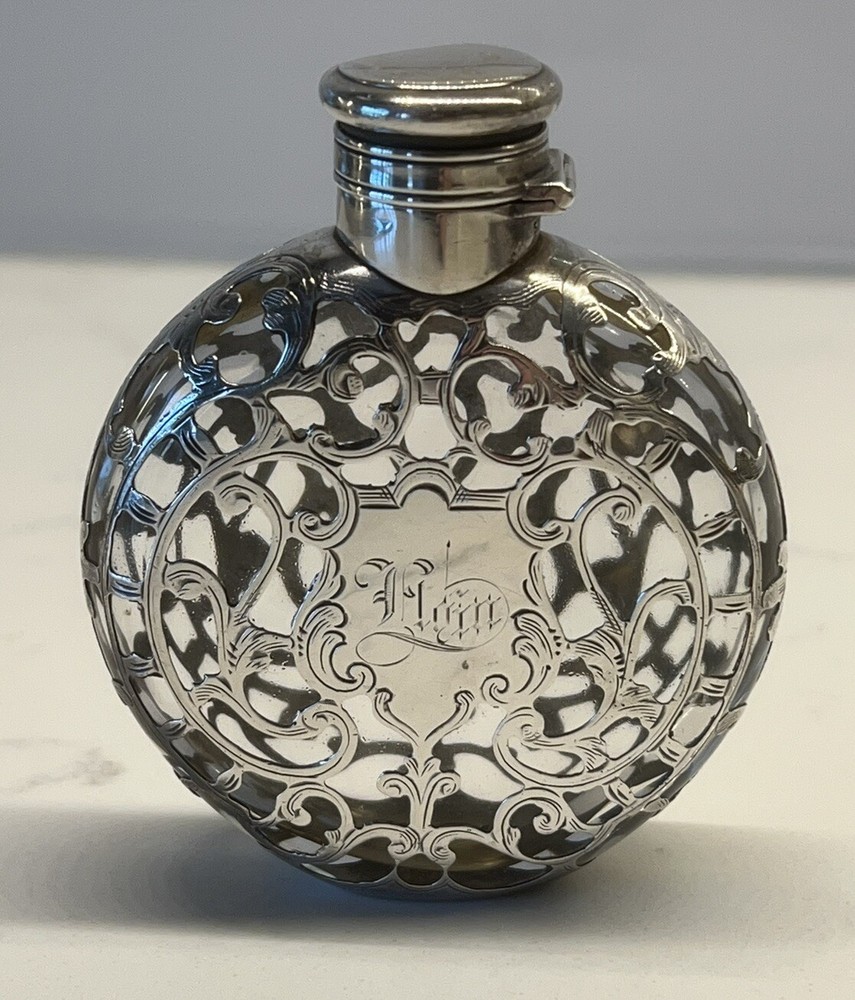 Gorham Sterling SILVER OVERLAY PERFUME FLASK