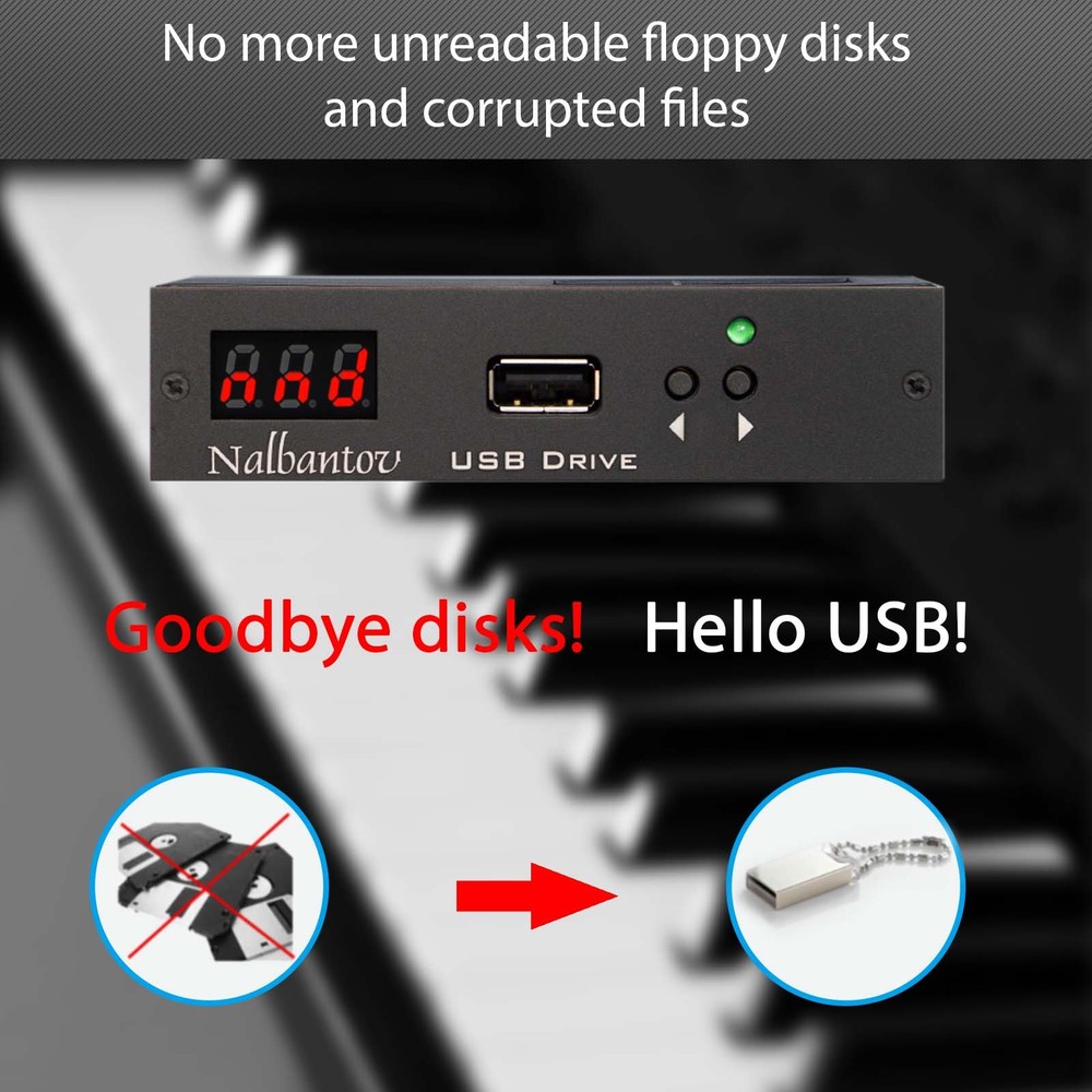 ! Floppy Disk USB Emulator N-Drive 1000 for E-mu Emulator II + cable + 5.25" bay
