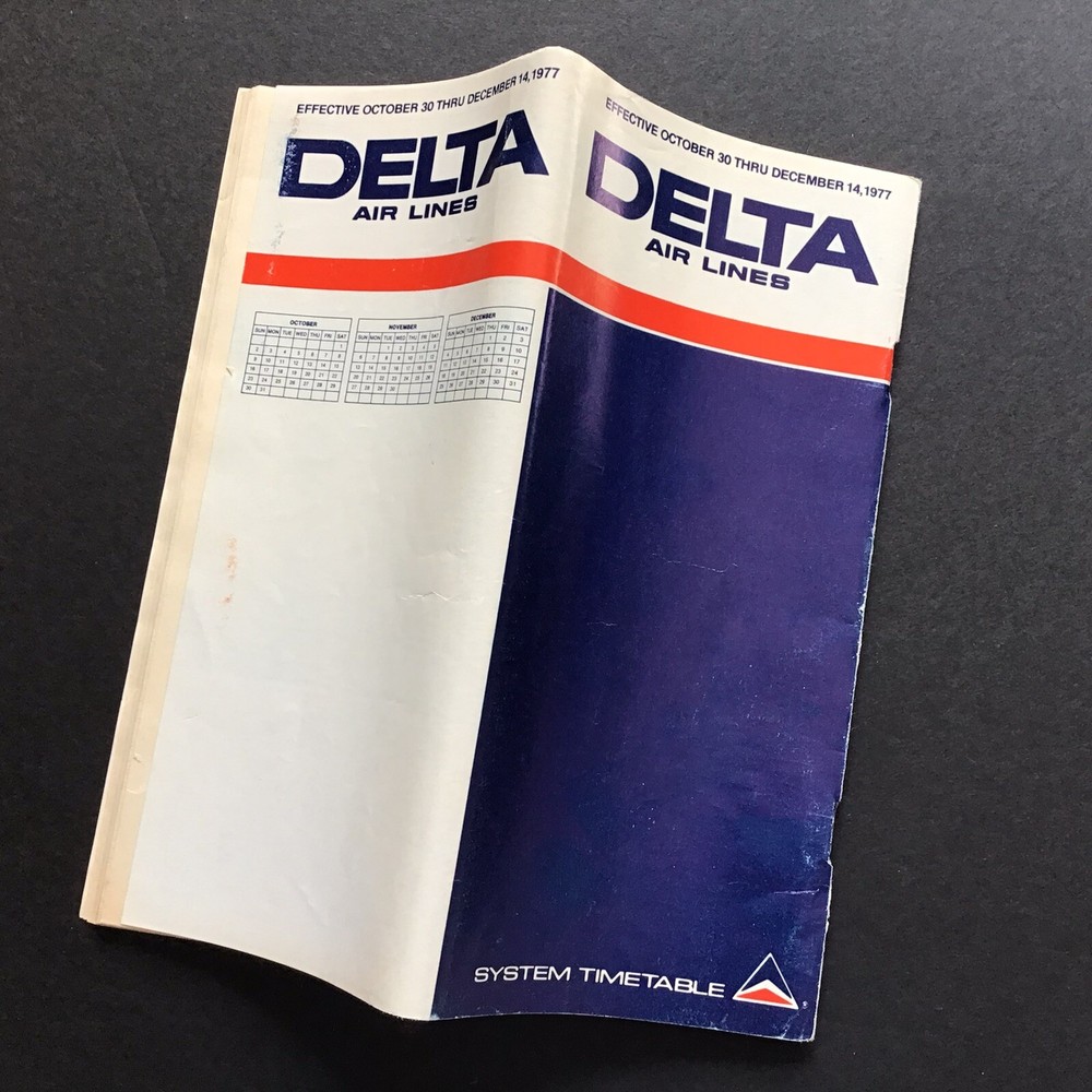 DELTA AIR LINES System Timetable Oct 30, 1977.