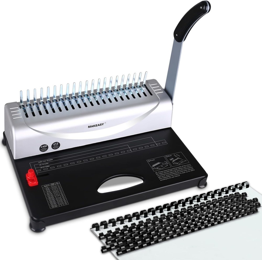 Efficient Comb Binder with 3/8'' Bindings Spines